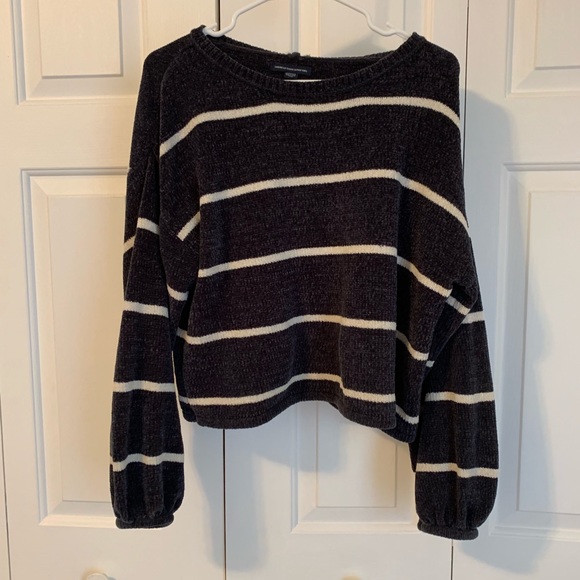 American Eagle Outfitters Sweaters - American eagle navy white striped chenille sweater
